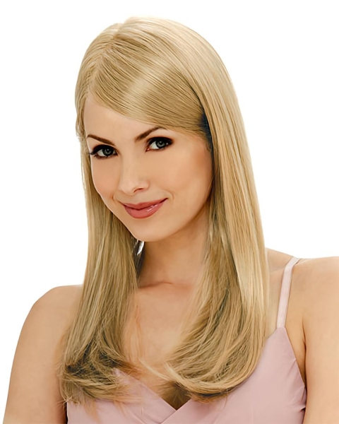 24'' Straight Without Bangs Impressive Blonde 100% Hand-Tied Monofilament  Lace Front Remy Human Hair Long Women Wigs