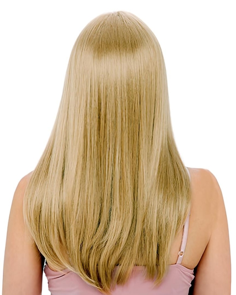 24'' Straight Without Bangs Impressive Blonde 100% Hand-Tied Monofilament  Lace Front Remy Human Hair Long Women Wigs