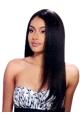 22'' Elegant Black Straight Without Bangs Full Lace Remy Human Hair Long Women Wigs