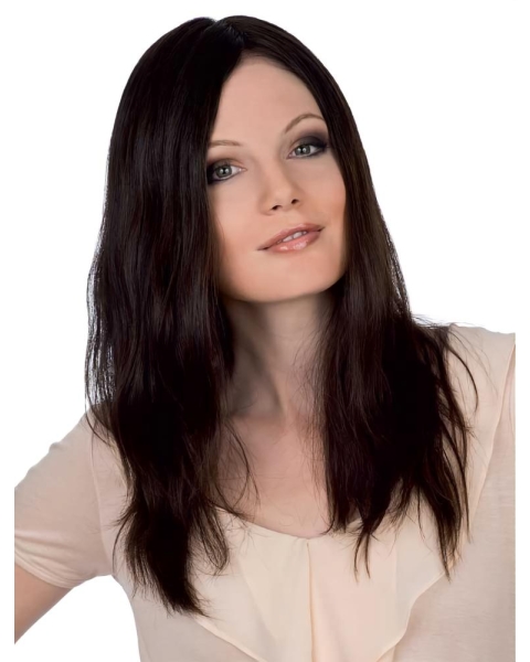 16'' Monofilament Straight Without Bangs 100% Hand-Tied Remy Human Hair Fashion Long Women Wigs