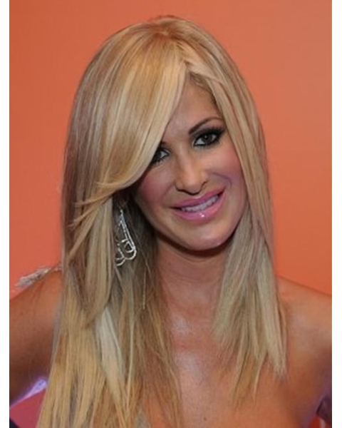 16'' Popular Blonde Straight Lace Front Long Humman Women Kim Zolciak Wigs