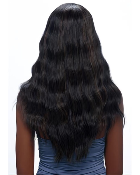 High Quality Black Wavy Without Bangs Capless Long Synthetic African American Women Wigs