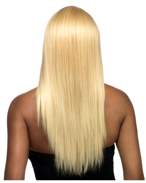 Trendy Blonde Straight With Bangs Capless Long Indian Remy Human Hair African American Wigs