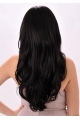 22'' Style Wavy without Bangs Black Monofilament Synthetic Long Women Wigs