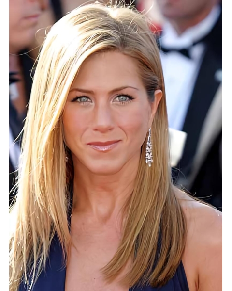 16'' Ideal Blonde Straight Layered Without Bangs Capless Long  Synthetic Women Jennifer Aniston Wigs