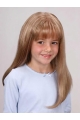 Great Blonde Straight With Bangs Monofilament Lace Front Long Synthetic Kids Wigs