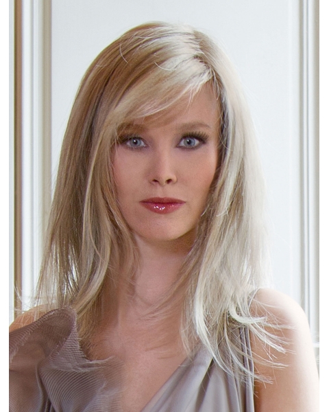 Easeful Blonde Straight 100% Hand-Tied Mono Top Long  Synthetic Wigs