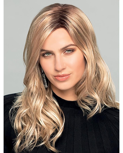 18'' Wavy Without Bangs Monofilament Lace Front Ombre/2 tone Long Synthetic  Fancy Women Wig