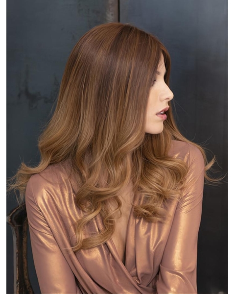 18'' Wavy Without Bangs Monofilament Lace Front Ombre/2 Tone  Quality Long Human Hair Women Wigs