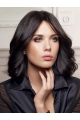 16'' Wavy Without Bangs Black Capless Long Remy Human Hair Women  Wig