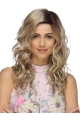 16'' Long Wavy Without Bangs Lace Front Top Blonde Synthetic Layered Women wigs