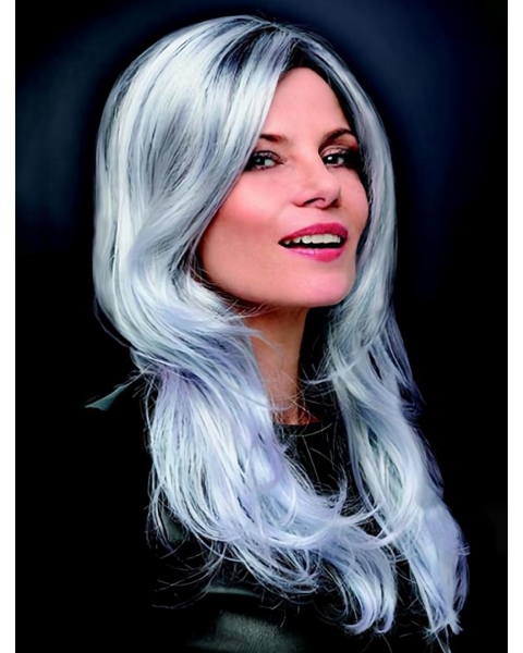 Long Wavy 16" Monofilament Synthetic Best Grey Wigs