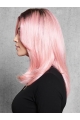 16" Pink Wavy Convenient Without Bangs Lace Front Synthetic Women Wigs