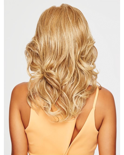 18'' Long Blonde Wavy Without Bangs Capless  Synthetic Women Wigs