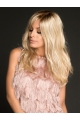 18'' Wavy Without Bangs Monofilament Lace Front Long Synthetic Blonde Women Wigs