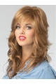 Copper 16"  Wavy With Bangs Capless Long  Synthetic Women Wigs