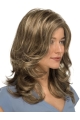 15" Wavy Without Bangs Lace Front Blonde Long Synthetic Women Wigs