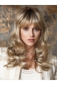 Blonde 16" Wavy With Bangs Monofilament Long Synthetic Classic Wigs