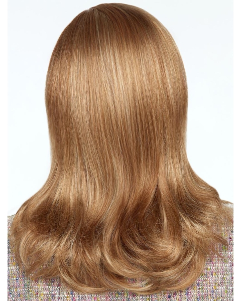 16" Blonde Wavy Without Bangs Monofilament Lace Front Synthetic Wigs For Older Women