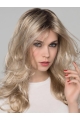 16'' Wavy Without Bangs Platinum Blonde Layered Mono Heat Friendly Synthetic Women Wig