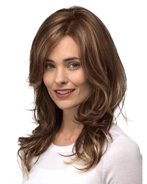 14'' Long Wavy Monofilament Lace Front Layered Heat Friendly Synthetic  Women Wigs