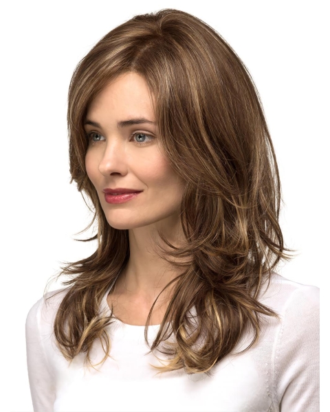 14'' Long Wavy Monofilament Lace Front Layered Heat Friendly Synthetic  Women Wigs