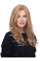 17‘’ Wavy Without Bangs Blonde 100% Hand-Tied Monofilament Long  Human Hair Wigs