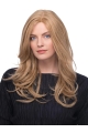 17‘’ Wavy Without Bangs Blonde 100% Hand-Tied Monofilament Long  Human Hair Wigs