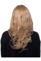 17‘’ Wavy Without Bangs Blonde 100% Hand-Tied Monofilament Long  Human Hair Wigs