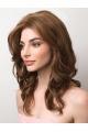 Modern 16" Wavy Without Bangs Layered Monofilament Human Hair Wigs