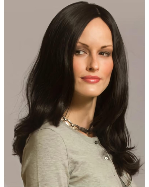 18" Wavy Without Bangs Capless Black Human Hair Women Wigs