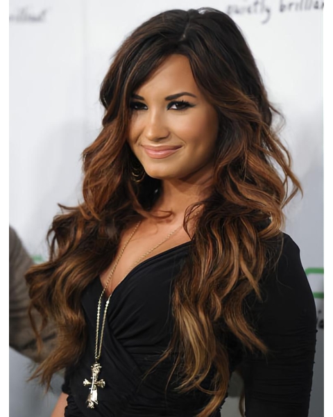 26" Wavy Without Bangs Capless Human Hair Celebrity Wigs