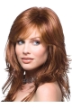 15''Hairstyles Auburn Wavy With Bangs Capless Long Human Hair Wigs