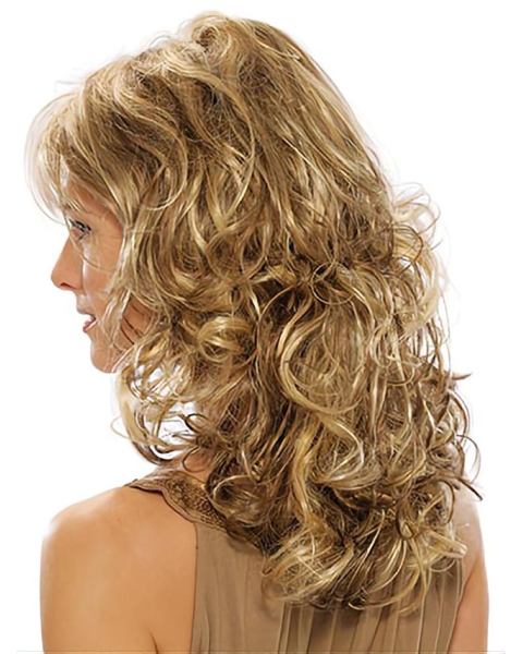 Modern Blonde Wavy With Bangs Capless Long Classic Synthetic Women Wigs