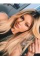 2016 Long Wavy Wihtout Bangs Lace Front Blonde Layered Synthetic Kylie Jenner Inspired Women Wigs