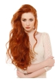 24'' Ideal Long Wavy Wihtout Bangs Hand Tied Copper Remy Human Hair Women Wigs