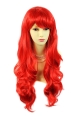 24'' Long Wavy With Bangs Capless Human Hair Red Women Wigs