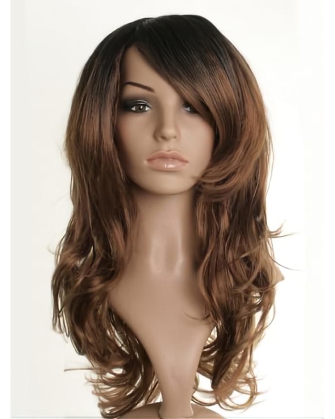 24'' Nice Brown Wavy Capless Long Synthetic Women Celebrity Wigs