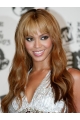 Online Auburn Wavy With Bangs Full Lace Long Beyonce Human Hair Wigs