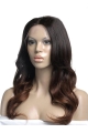 24'' Long Wavy Without Bangs Full Lace 100% Human Hair Ombre Color Wigs