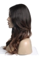 24'' Long Wavy Without Bangs Full Lace 100% Human Hair Ombre Color Wigs