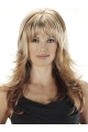 Pleasing Blonde Wavy With Bangs Lace Front Long Synthetic  Women Wigs