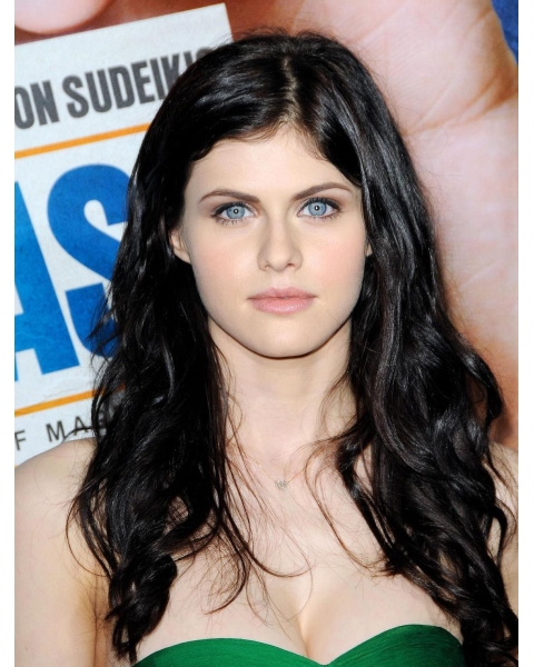 28" Black Wavy Without Bangs Capless Synthetic Alexandra Anna Daddario Wigs