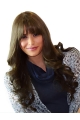 22'' Monofilament Wavy With Full Bangs Monofialment Lace Front Remy Human Hair Long Women Wigs