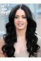 18'' Cosy Black Wavy Without Bangs 100% Hand-Tied Monofilament Synthetic Long Women Wigs