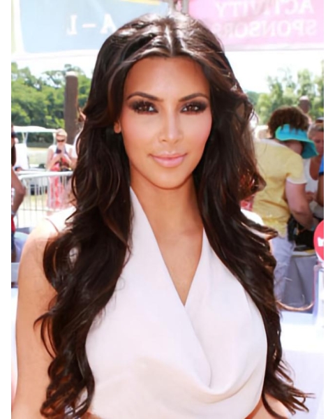 24'' Wavy Without Bagns Lace Front Synthetic Kim Kardashian Pretty Wigs 