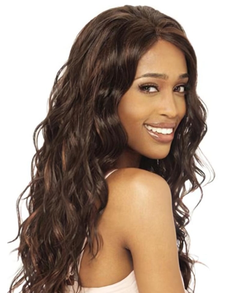 Best Brown Wavy Long Human Hair Lace Front Wigs