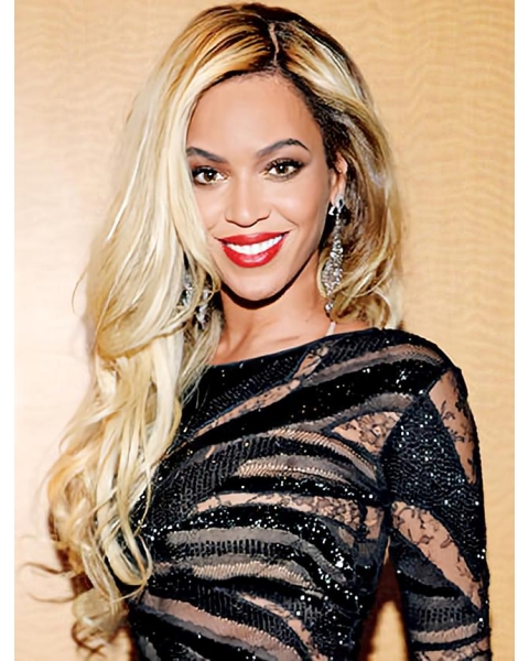 High Quality Long Wavy Blonde Without Bangs Beyonce Inspired Wigs