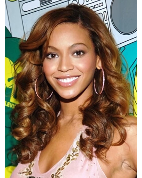 Beyonce Knowles Casual Cute Hairstyle Custom Long Wavy Full Lace Human Hair Wig about 18 Inches