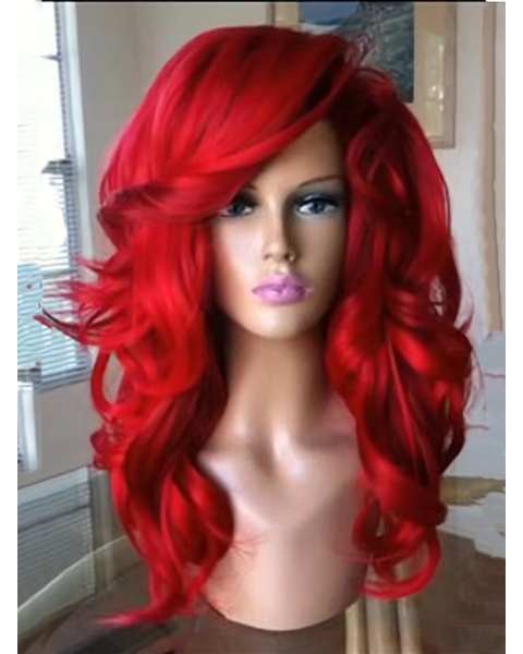 18 Inches Long Wavy Capless Synthetic Red Wigs